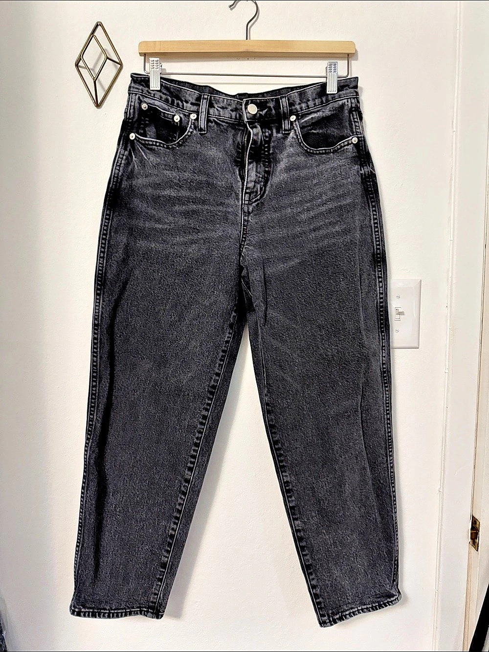 J.Crew High Rise Tapered Peggy Jeans Black Waist 28